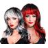 Peluca “Vampirosa” – larga con flequillo (Negra/Blanca y Negra/Roja)