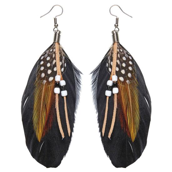 Pendientes Indios de Plumas y  perlitas