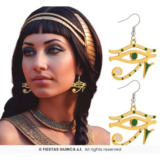 Pendientes Ojo de Horus Dorados – Accesorio Egipcio para Disfraces de Cleopatra y Faraona