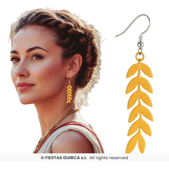 Pendientes Romana Dorada – Accesorio de Joyería para Disfraces de Emperatriz, Diosa y Dama de la Antigua Roma
