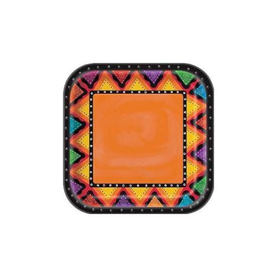 Plato Cuadrado 23 cm Mexicanos pack de 10 und
