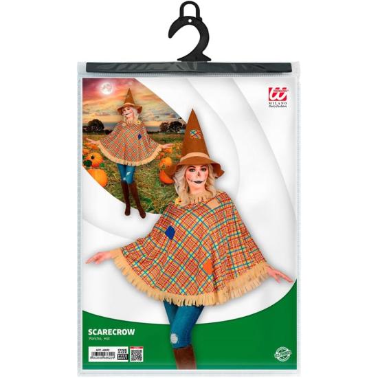 Poncho Espantapájaros con Sombrero – Disfraz de Halloween y Carnaval