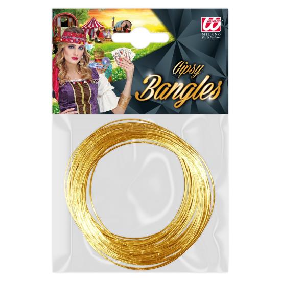 Pulseras Doradas Estilo Gitano – Set de 40 | Widmann 2983B