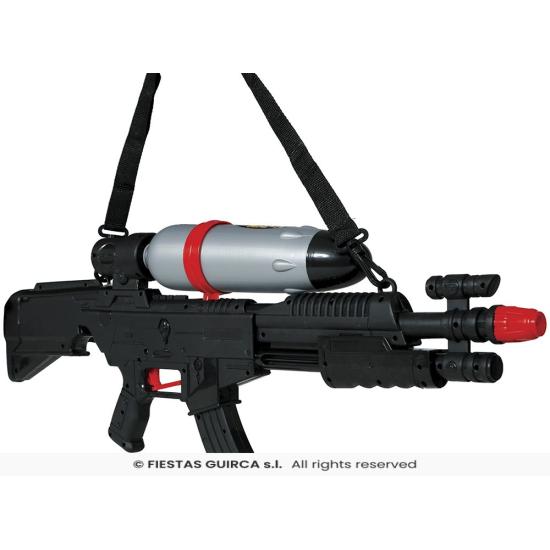 Rifle Lanzador de Agua (72 cm) - Juguete de Arma de Fuego para Fiestas de Verano y Graduación - Ideal para Cumpleaños y Despedidas de Soltero - Niños y Adultos - Negro Plata