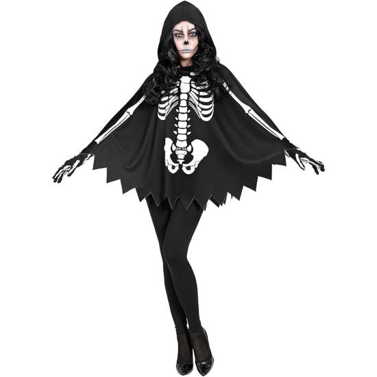 SKELETON – Poncho con Capucha y Estampado de Huesos