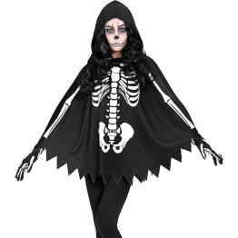 SKELETON – Poncho con Capucha y Estampado de Huesos