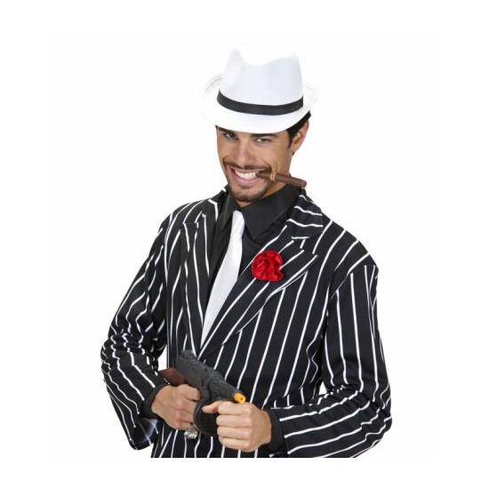 Sombrero de los años 20, negro, con abalorios y flor