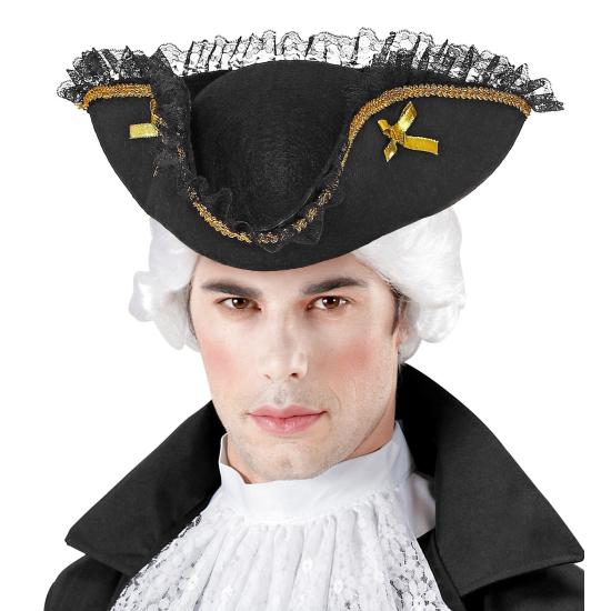 Sombrero Pirata Negro con puntilla adorno