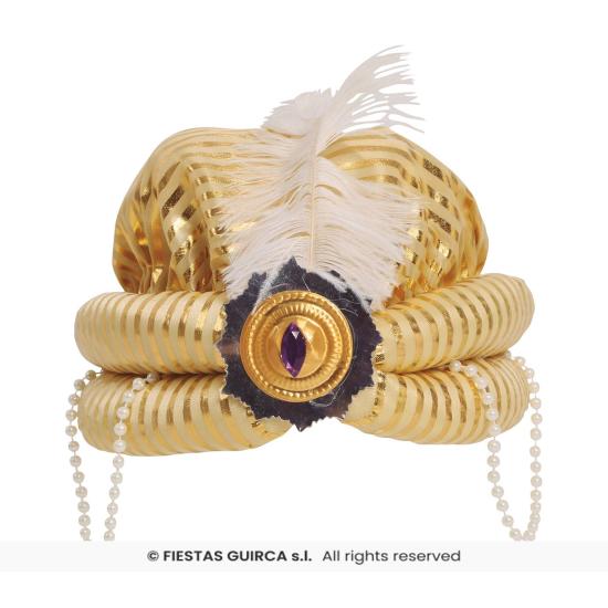 Sombrero Turbante Árabe con adornos Oro adulto